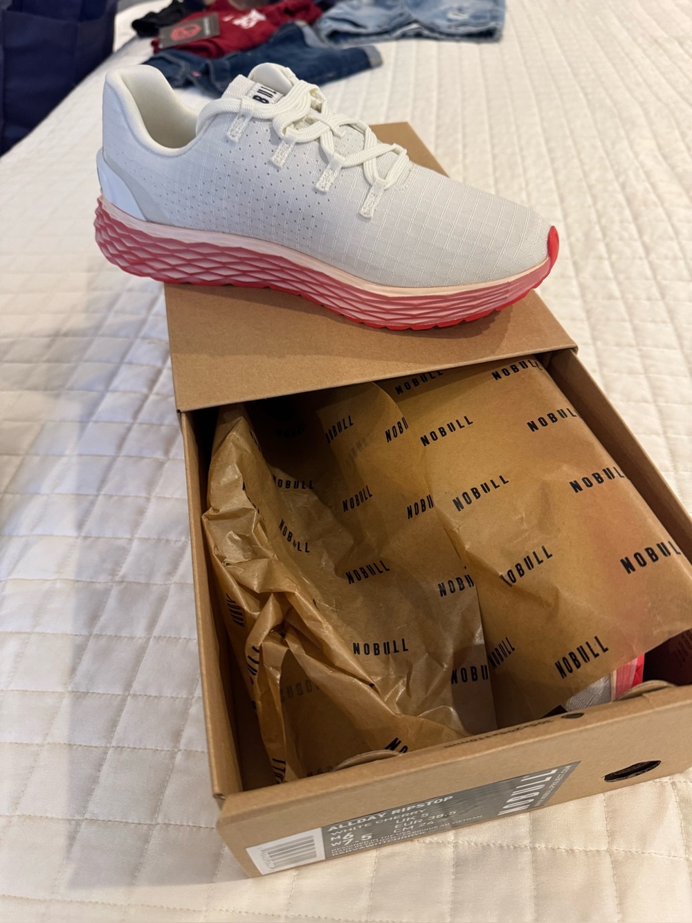 NOBULL White Trainer with Pink Gradient Midsole
